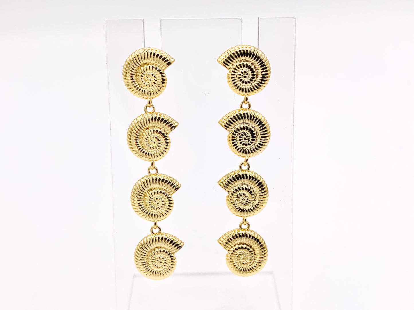 Sea Shell Snail Ocean Dangle Earrings in 18K Gold or Silver plated over Copper 3 pairs