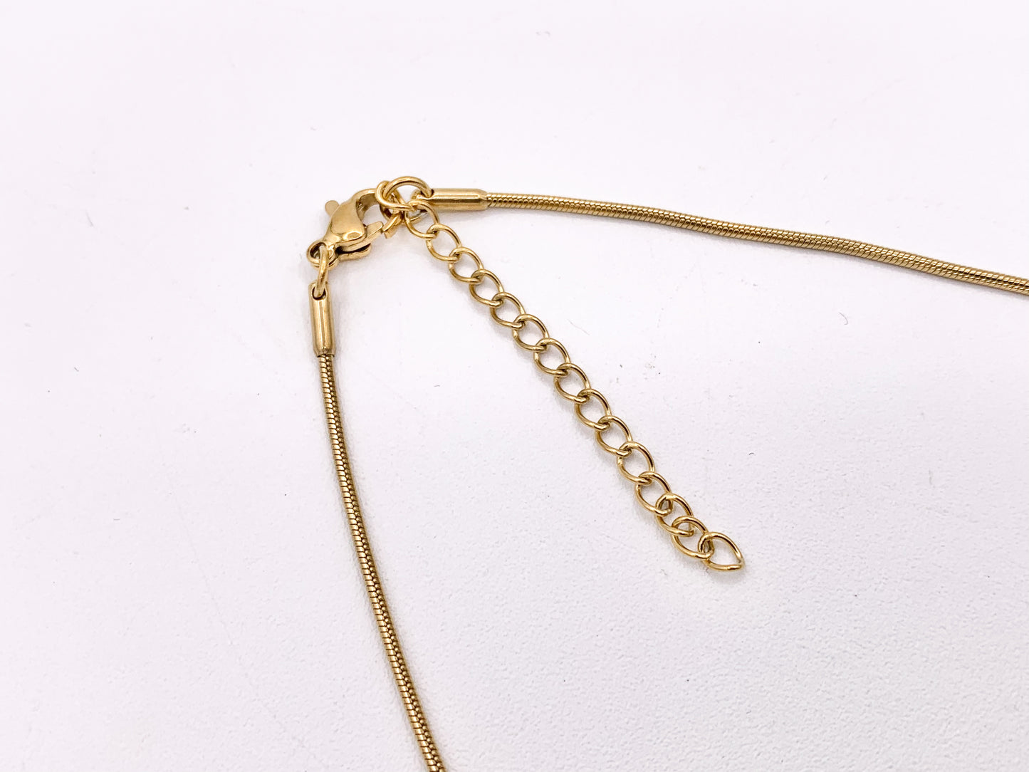 Delicate Round Snake Chain 1mm Necklace Gold Plated Stainless Steel Dainty Flexible Minimalist Finished Necklace 17" with Extension Link 5pcs