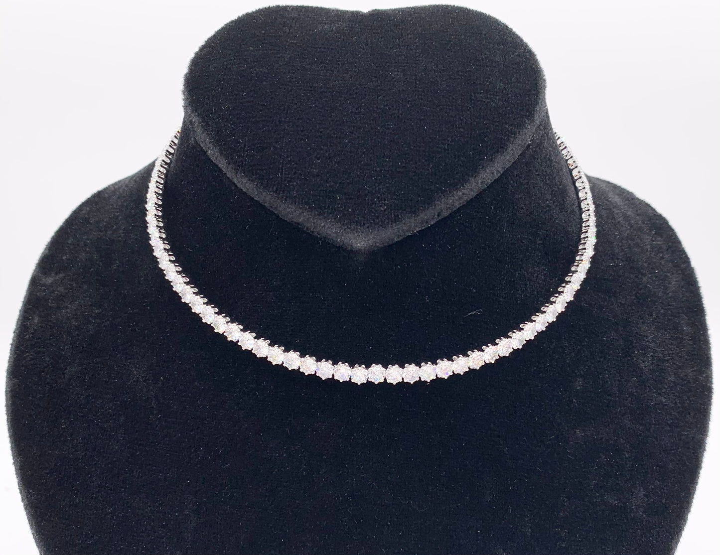 Solitaire Tennis Choker Flexible 18K Gold/Platinum Plated Minimalist Fancy Round Solitaire Tennis Choker 2 pcs