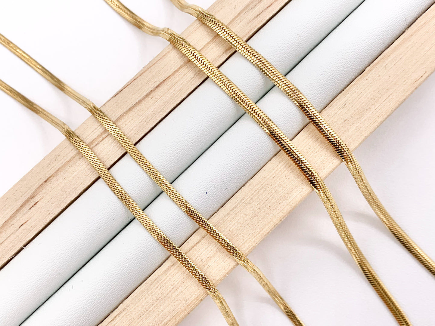 Delicate Herringbone Necklace Gold Plated Stainless Steel Dainty Flexible Minimalist Finished Necklace 17" with Extension Link 5 pcs