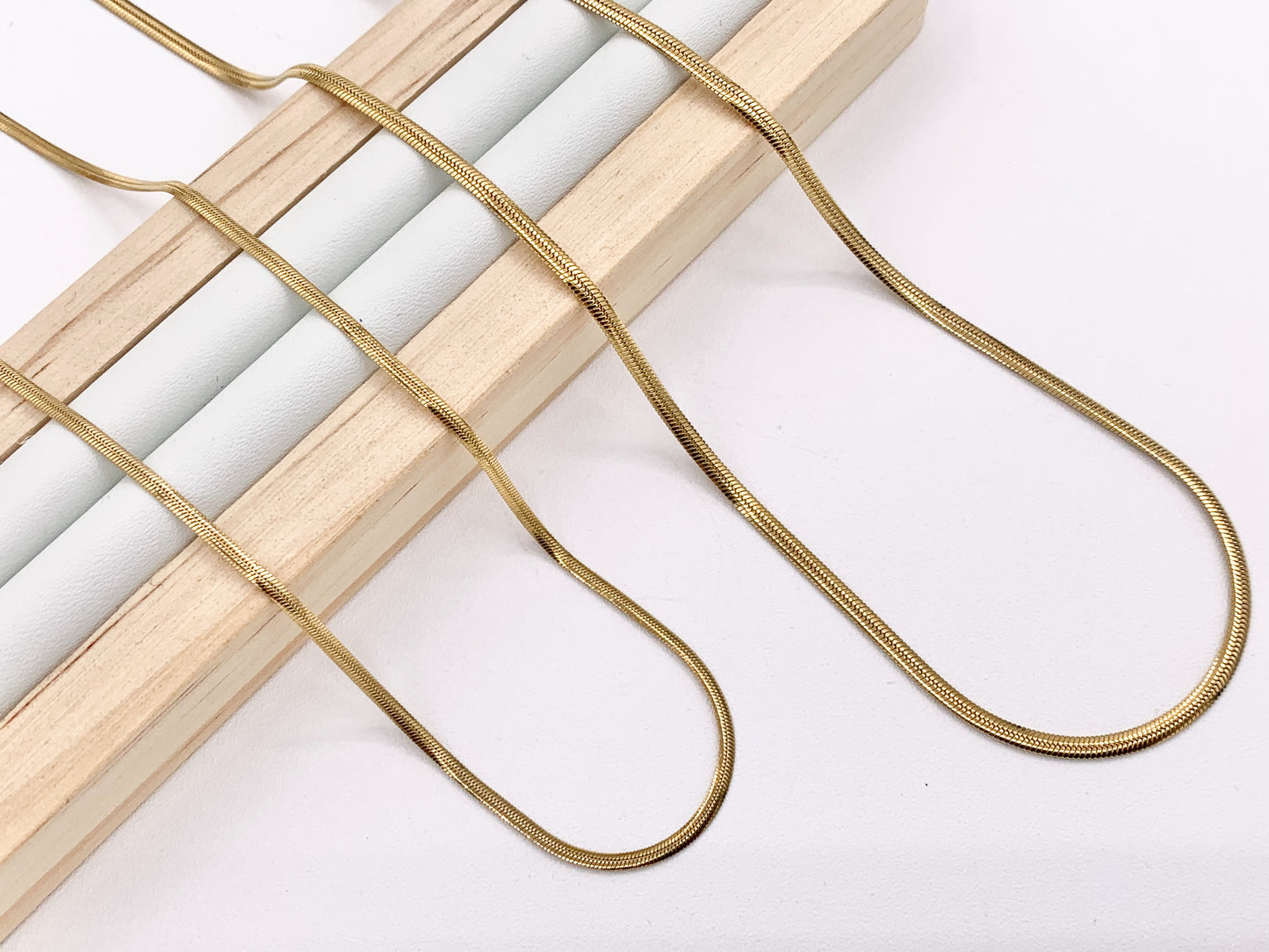 Delicate Herringbone Necklace Gold Plated Stainless Steel Dainty Flexible Minimalist Finished Necklace 17" with Extension Link 5 pcs