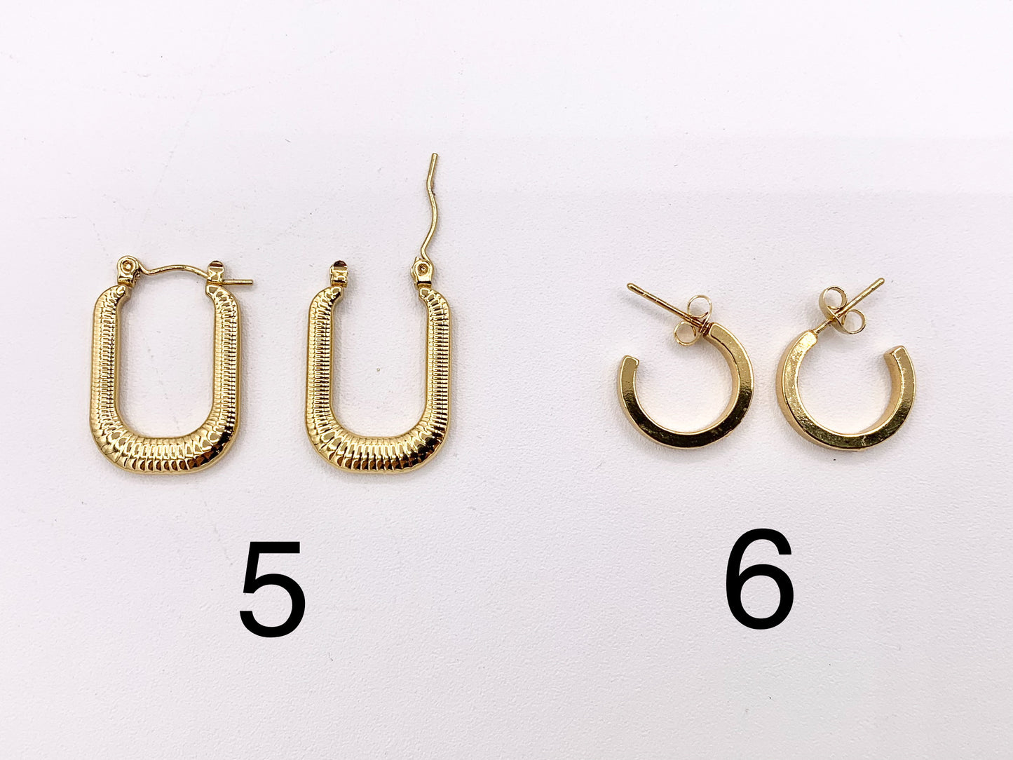 Stainless Steel Round Hoops Hinge Back Earrings in 18K Gold plated Stainless Steel 3-4 pairs