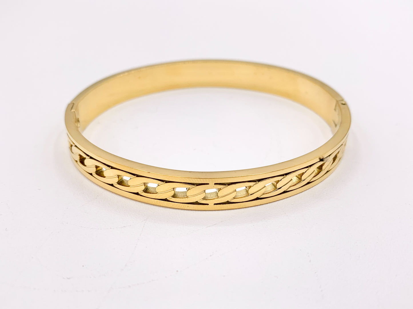 7 " Stainless Steel Bracelets Twist Plain Braided Close Bangles in 18K Gold plated Stainless Steel 2 pcs