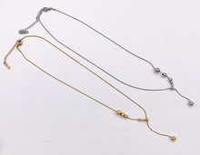 Load image into Gallery viewer, Delicate Slide Graduated Beaded Snake Chain Necklace Gold/Silver Plated Stainless Steel Minimalist Finished Necklace 16&quot; with Extension Link 1 PC
