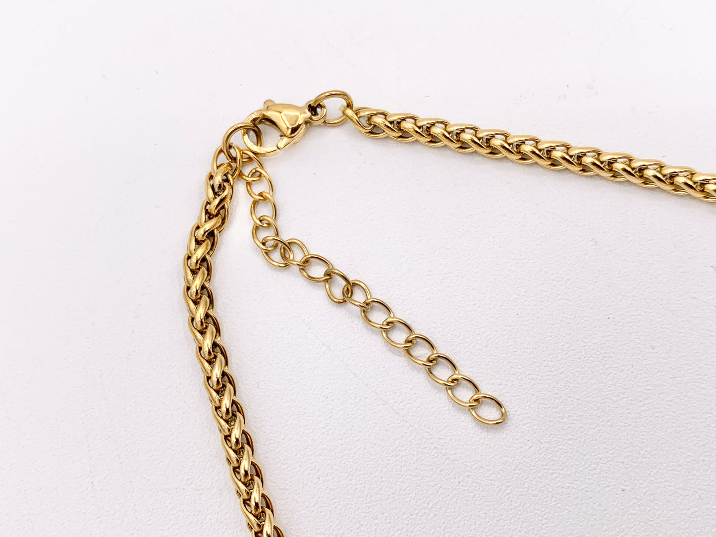 Roped Chain 3mm Necklace Gold Plated Stainless Steel Dainty Flexible Minimalist Finished Necklace 17" with Extension Link 5 pcs