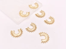 Load image into Gallery viewer, Real Gold 18K Plated Sunburst Sun Burst Top Drilled 2 Loop Charm Earring Jewelry Component 8 pcs
