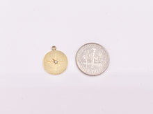 Load image into Gallery viewer, Adorable Starburst Coin Circle Charms with CZ Pave in 18K Gold plated Copper 10 pcs
