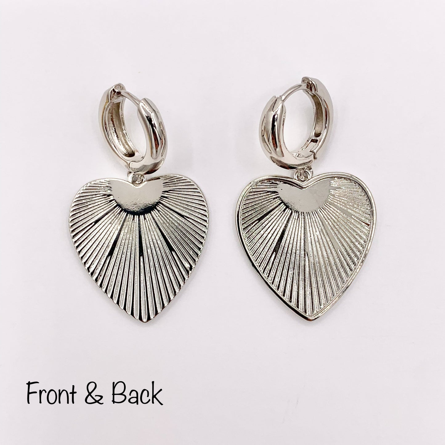 Statement Dangle Heart Earrings Huggies in 18K Gold or Silver Plated Copper 3 pairs