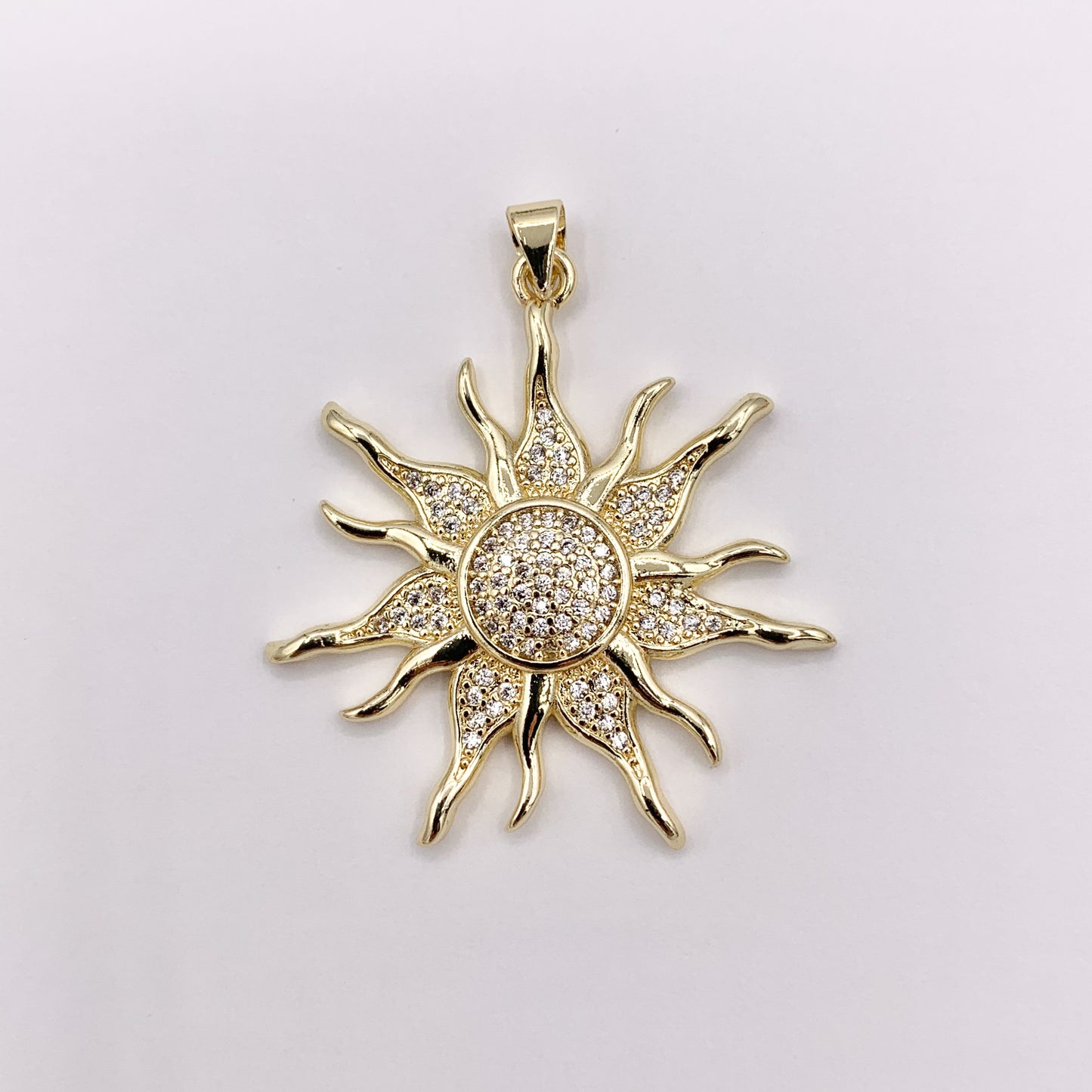 Royal Sun CZ Pave Star Pendant in Real Gold 18K Plated Copper