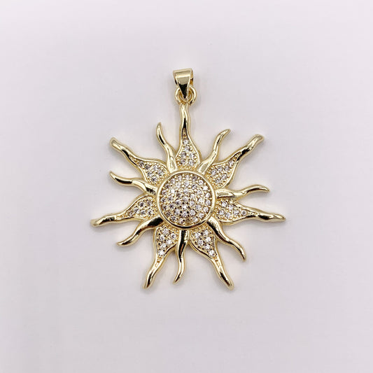 Royal Sun CZ Pave Star Pendant in Real Gold 18K Plated Copper