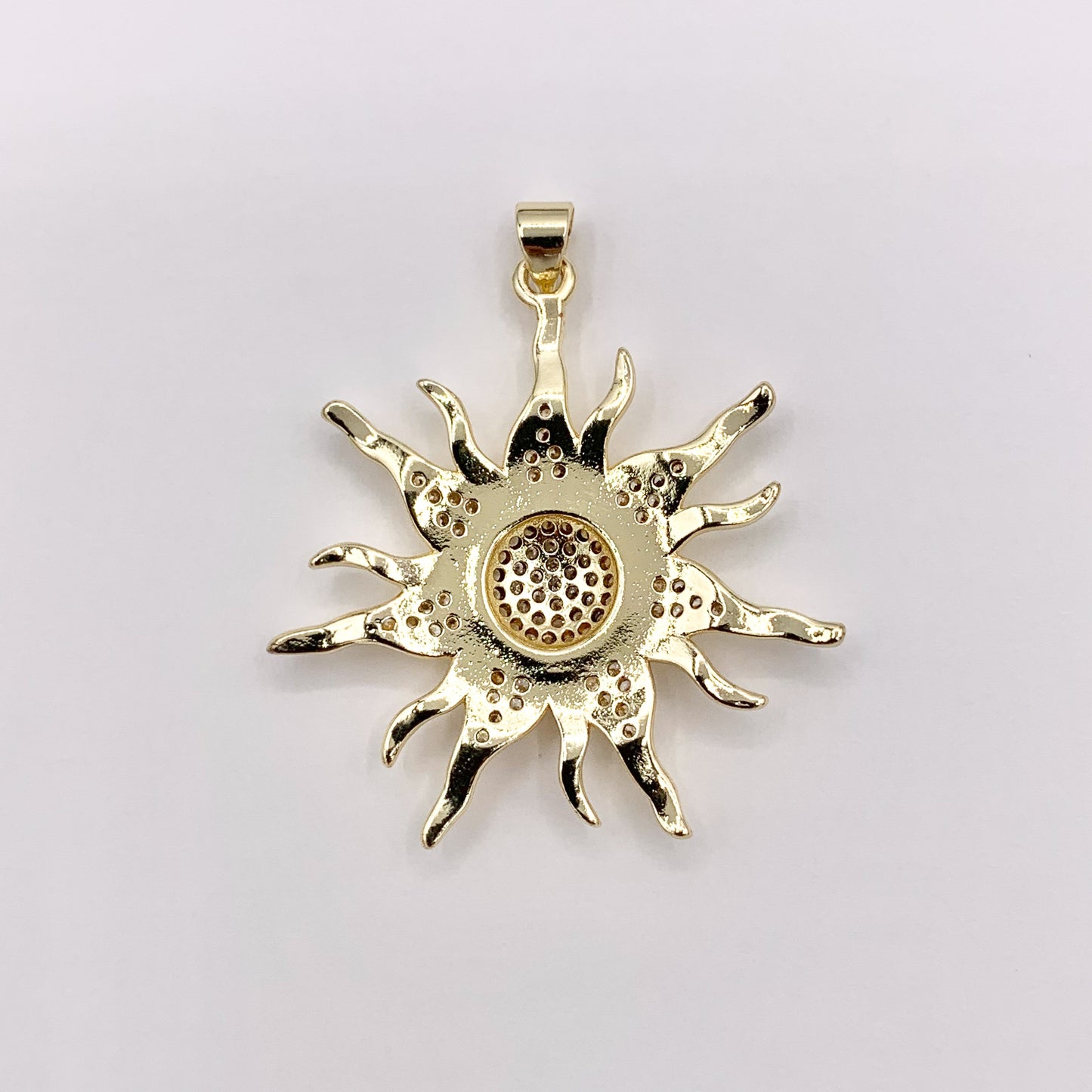 Royal Sun CZ Pave Star Pendant in Real Gold 18K Plated Copper