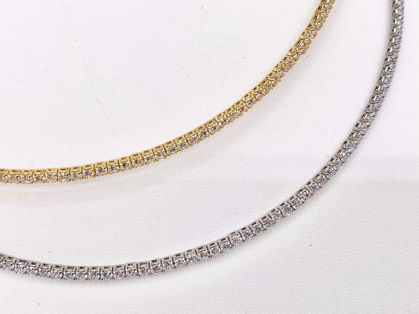 Tennis Choker Delicate Flexible 18K Gold/Platinum Plated Dainty Minimalist Fancy Tennis Choker 2 pcs