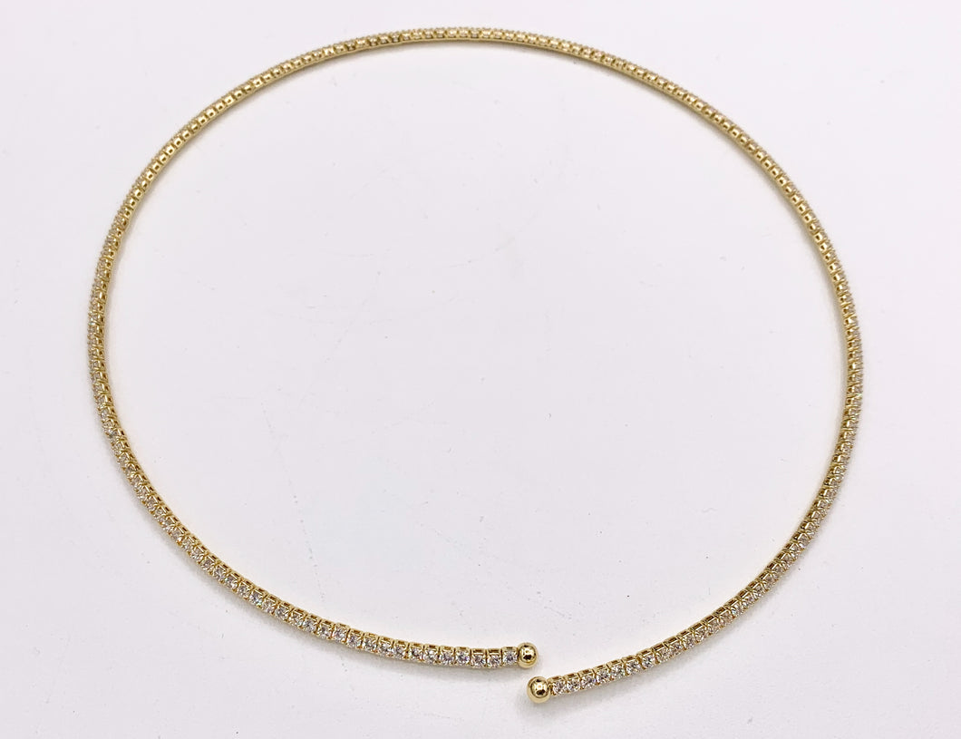 Tennis Choker Delicate Flexible 18K Gold/Platinum Plated Dainty Minimalist Fancy Tennis Choker 2 pcs