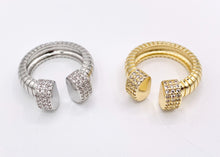 Load image into Gallery viewer, Thick Coil Cobra Open Front CZ Pave Ring in 18K Real Gold/Platinum Plated Copper 4 pcs
