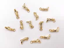 Load image into Gallery viewer, Tiny Western Cowboy Boots Texas Ranch Charms in 18K Gold Plated Copper 15pcs
