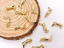 Load image into Gallery viewer, Tiny Western Cowboy Boots Texas Ranch Charms in 18K Gold Plated Copper 15pcs
