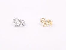 Load image into Gallery viewer, 18K Real Gold/Platinum Plated Copper CZ Pave Nail Toggle Link Adjustable Ring 4 pcs
