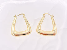 Load image into Gallery viewer, Trapezoid Triangular Geometric Statement Latch Back Earrings in 18K Gold plated Copper 3 pairs
