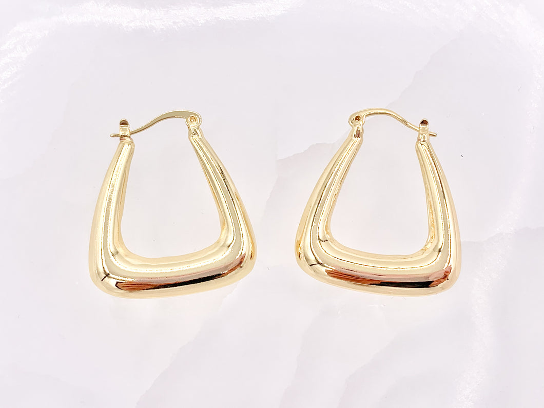 Aretes con cierre trasero llamativos geométricos triangulares trapezoidales en cobre chapado en oro de 18 quilates, 3 pares