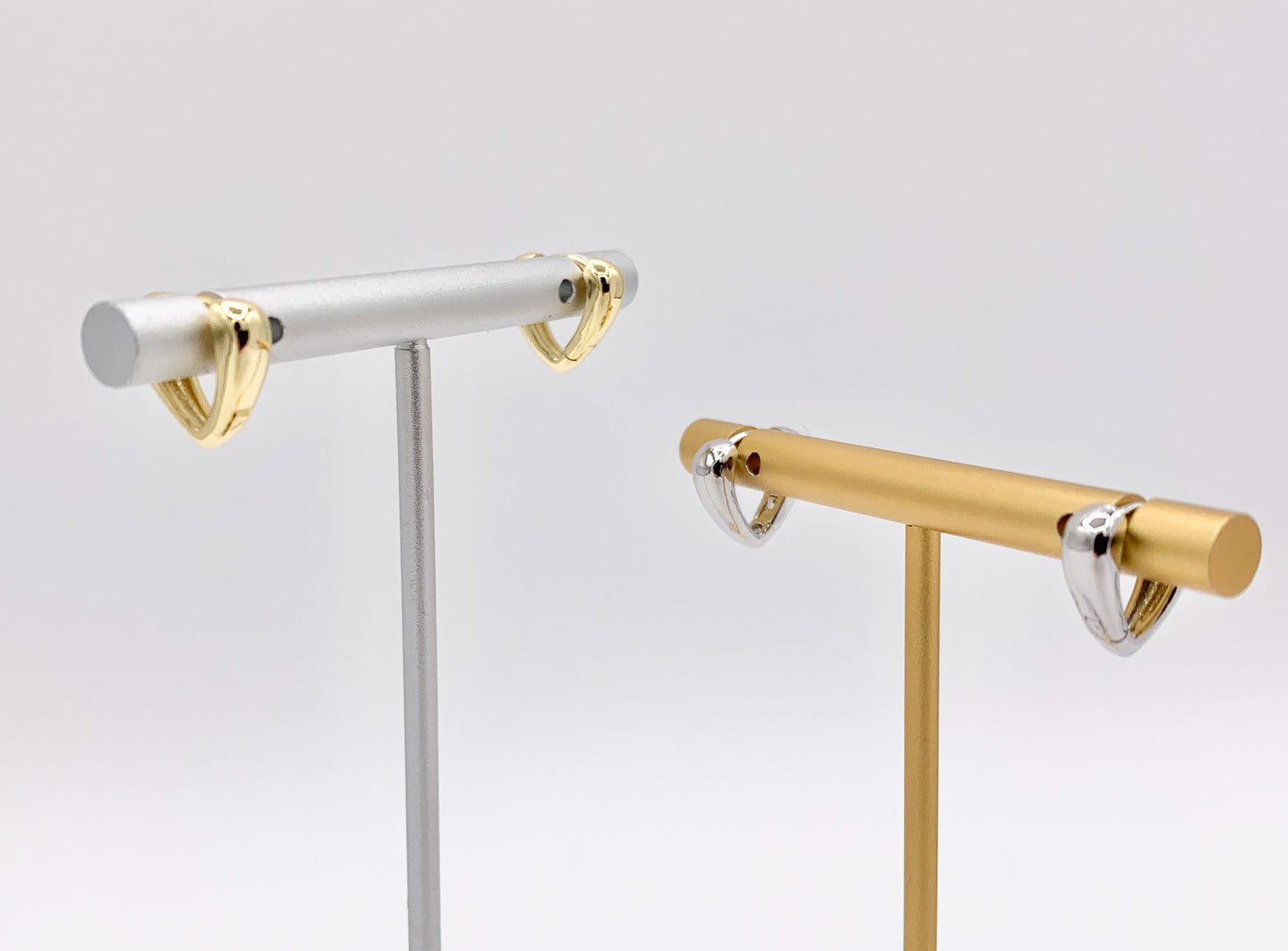 Dainty Triangle V 13mm Earring Huggies in 18K Gold or Silver Plated Copper 5 pairs