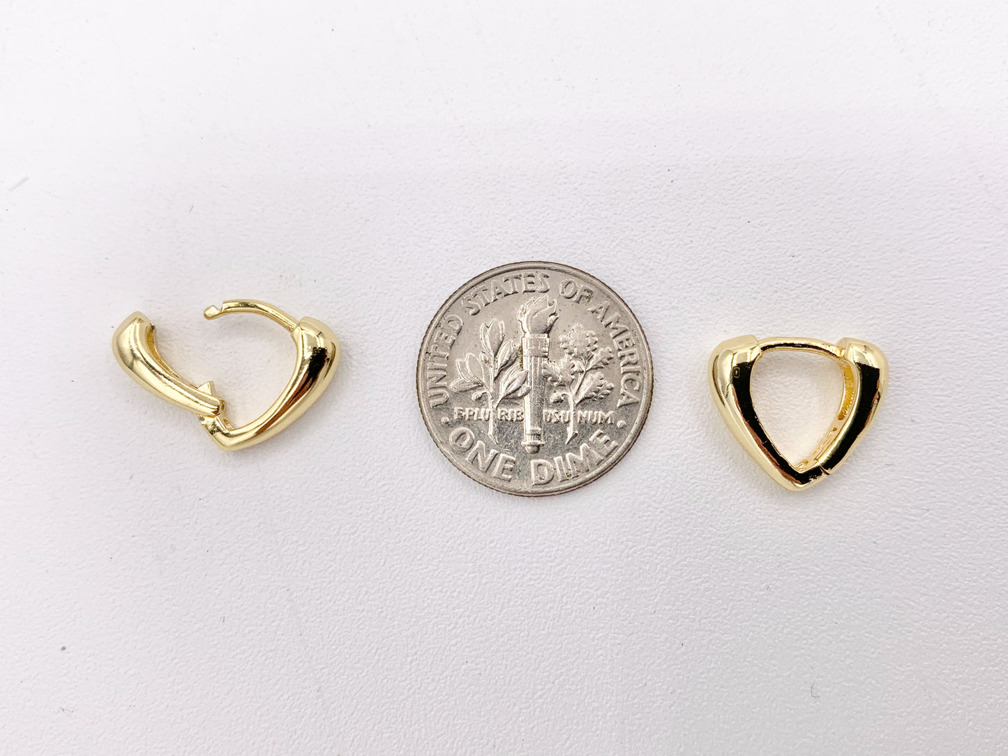 Dainty Triangle V 13mm Earring Huggies in 18K Gold or Silver Plated Copper 5 pairs
