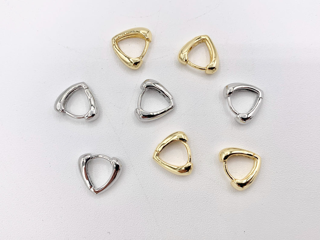 Dainty Triangle V 13mm Earring Huggies in 18K Gold or Silver Plated Copper 5 pairs