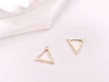 Load image into Gallery viewer, Minimalist Triangle Shaped Earring Huggies 18K Gold Plated Over Brass Earrings 5 pairs
