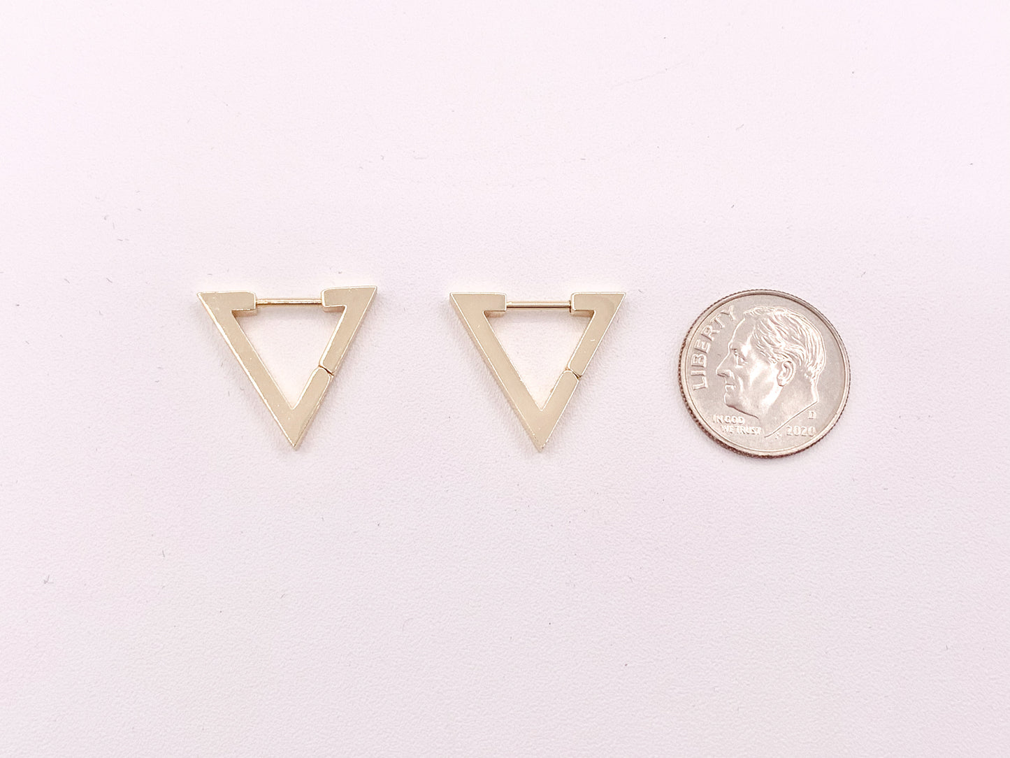 Minimalist Triangle Shaped Earring Huggies 18K Gold Plated Over Brass Earrings 5 pairs