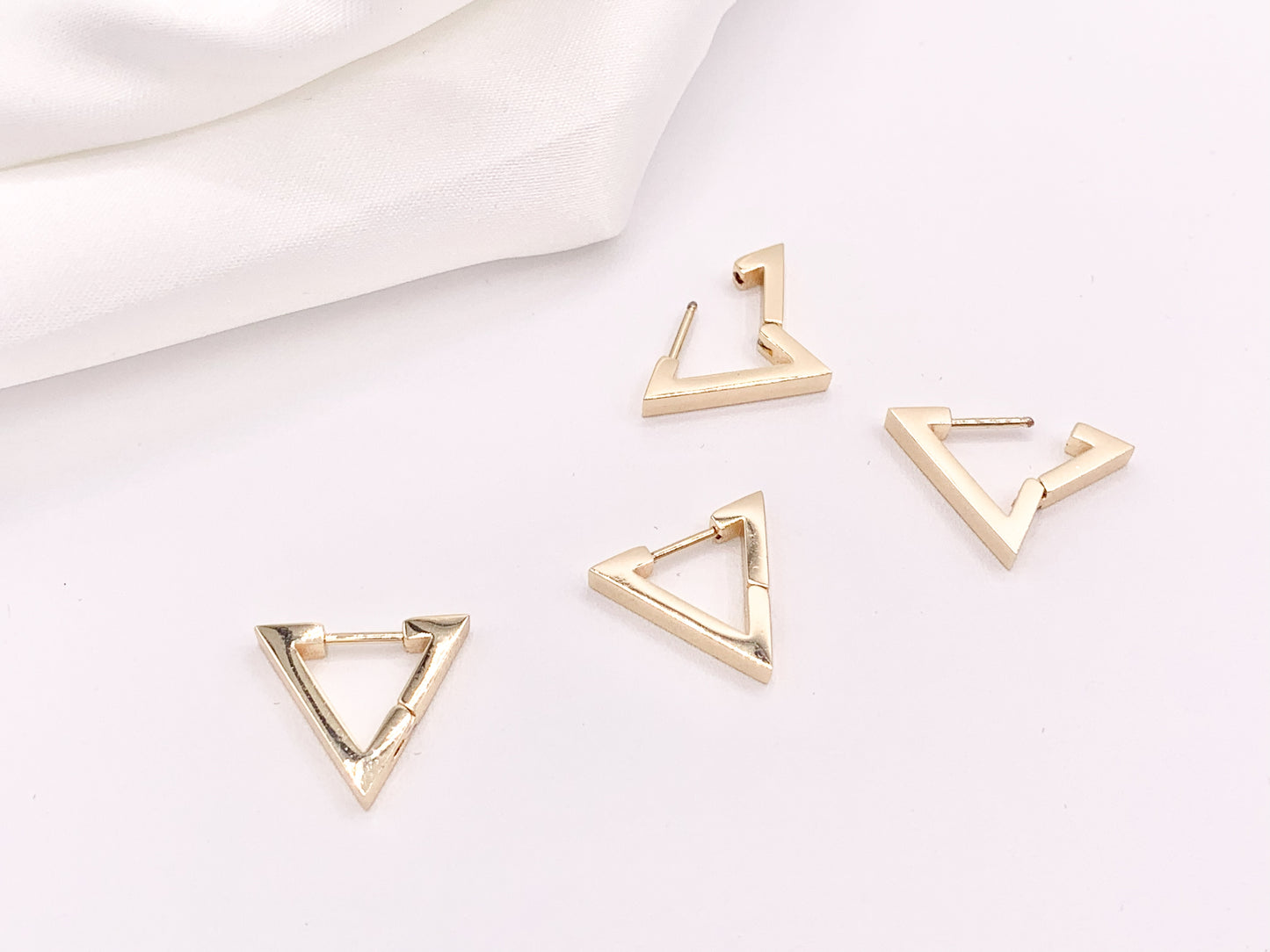 Minimalist Triangle Shaped Earring Huggies 18K Gold Plated Over Brass Earrings 5 pairs