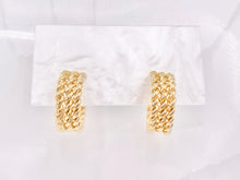 Load image into Gallery viewer, Triple Roped Braided Twisted Earring Hoops in 18K Gold Plated Copper 20mm 3 pairs
