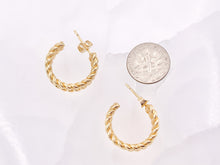 Load image into Gallery viewer, Triple Roped Braided Twisted Earring Hoops in 18K Gold Plated Copper 20mm 3 pairs
