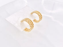 Load image into Gallery viewer, Triple Roped Braided Twisted Earring Hoops in 18K Gold Plated Copper 20mm 3 pairs
