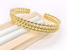 Cargar imagen en el visor de la galería, Triple Layered Twist Bracelet Cuffs in Real Gold 18K Plated Copper 2pcs
