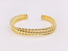 Cargar imagen en el visor de la galería, Triple Layered Twist Bracelet Cuffs in Real Gold 18K Plated Copper 2pcs
