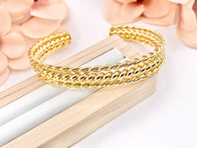 Cargar imagen en el visor de la galería, Triple Layered Twist Bracelet Cuffs in Real Gold 18K Plated Copper 2pcs
