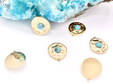 Load image into Gallery viewer, Unique Turquoise Oval Pendants in 18K Gold plated Copper 6 pcs
