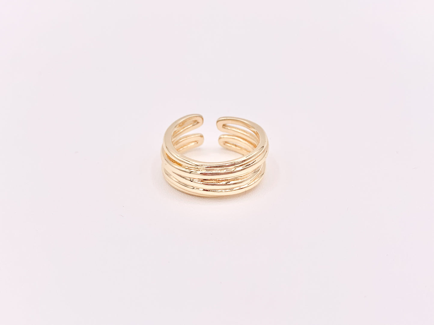 18K Gold Plated Rope Weave Minimalist Adjustable Ring over Copper 5pcs