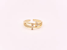 Load image into Gallery viewer, Unique Elegant CZ Pave Adjustable Rings in 18K Gold Plated Copper 4 pcs
