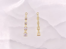 Load image into Gallery viewer, Vertical Rhinestone Bar Pendants with Open Ring in 18K Gold Plated Copper 10pcs
