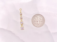 Load image into Gallery viewer, Vertical Rhinestone Bar Pendants with Open Ring in 18K Gold Plated Copper 10pcs
