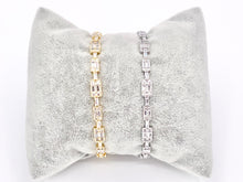 Cargar imagen en el visor de la galería, Dainty CZ Pave Rhinestone Baguette Estilo Vintage Pulsera Puños Oro real/Platino Cobre chapado en 18 quilates 1 pieza
