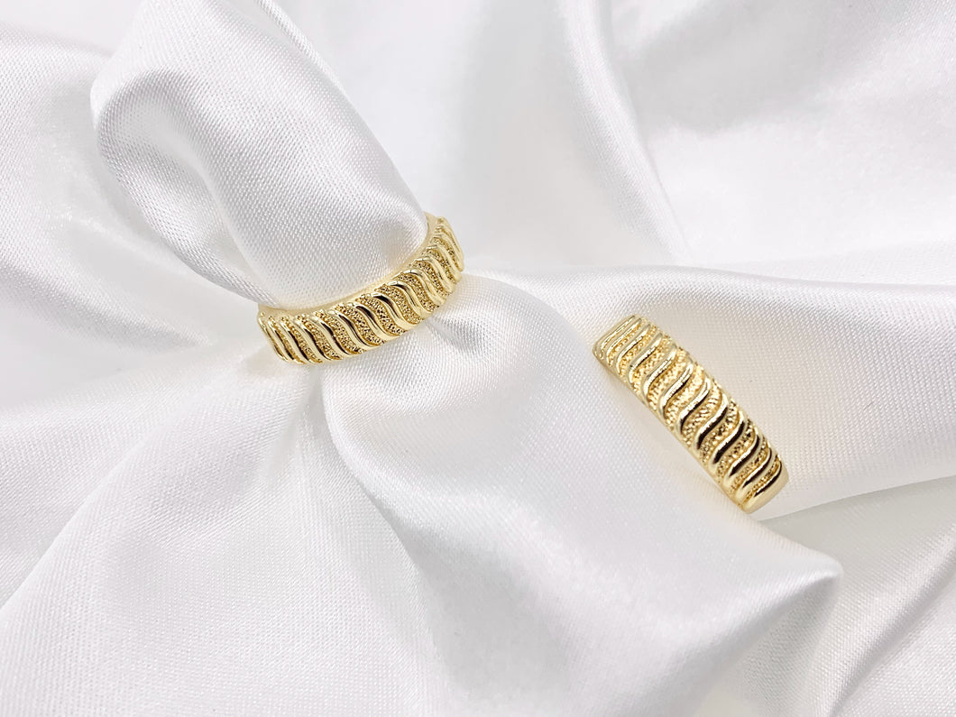 Waves Adjustable Ring Band in 18K Gold Plated Copper 6 pcs