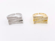 Load image into Gallery viewer, Bold Statement Zig Zag CZ Pave Ring in 18K Real Gold/Platinum Plated Copper 4pcs
