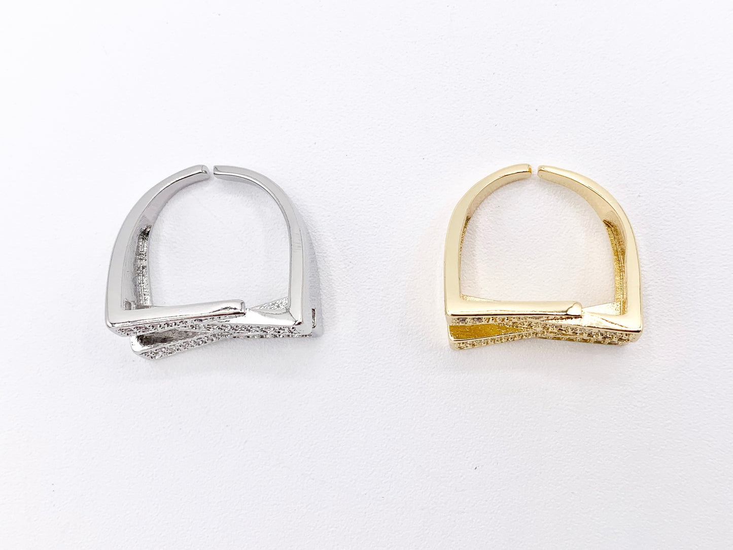 Bold Statement Zig Zag CZ Pave Ring in 18K Real Gold/Platinum Plated Copper 4pcs