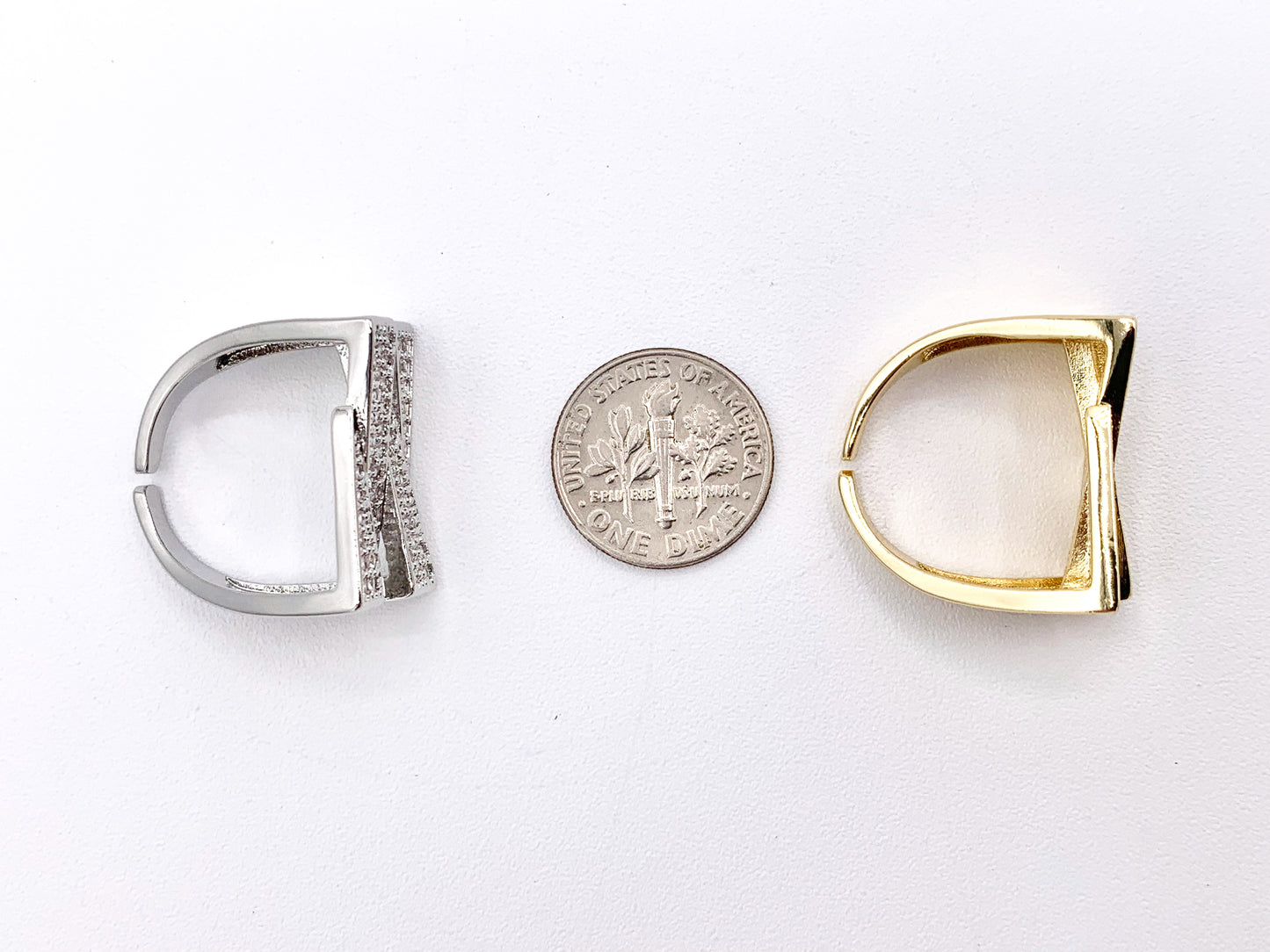 Bold Statement Zig Zag CZ Pave Ring in 18K Real Gold/Platinum Plated Copper 4pcs