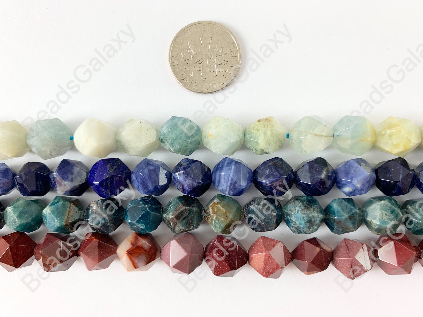 10mm Hand Cut Gemstones Star cut Faceted Natural Gemstone Beads Around 15" Aquamarine Sodalite Apatite Mookaite