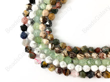 Load image into Gallery viewer, 10mm Hand Cut Gemstones Star cut Faceted Natural Gemstone Beads Around 15&quot;
