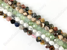 Load image into Gallery viewer, 10mm Hand Cut Gemstones Star cut Faceted Natural Gemstone Beads Around 15&quot;
