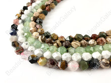 Load image into Gallery viewer, 10mm Hand Cut Gemstones Star cut Faceted Natural Gemstone Beads Around 15&quot;
