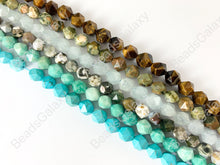 Load image into Gallery viewer, 10mm Hand Cut Gemstones Star cut Faceted Natural Gemstone Beads Around 15&quot;
